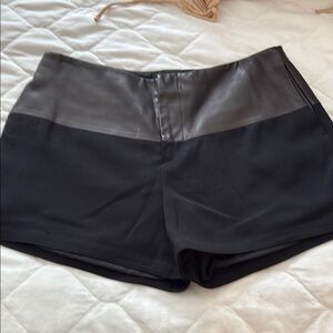 Women's Black Leather Shorts